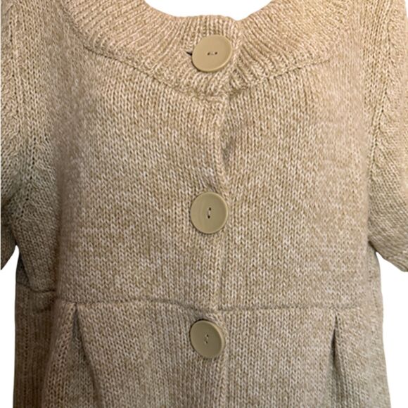 Level Eight Beige Button Front Short Sleeve Sweater Size S - Picture 6 of 11